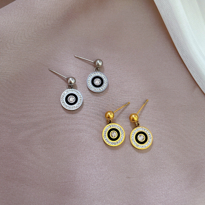 Minimalist Geometric Titanium Steel Stud Earrings with Plated Finish for Women, Cosmic and Natural Inspired Design