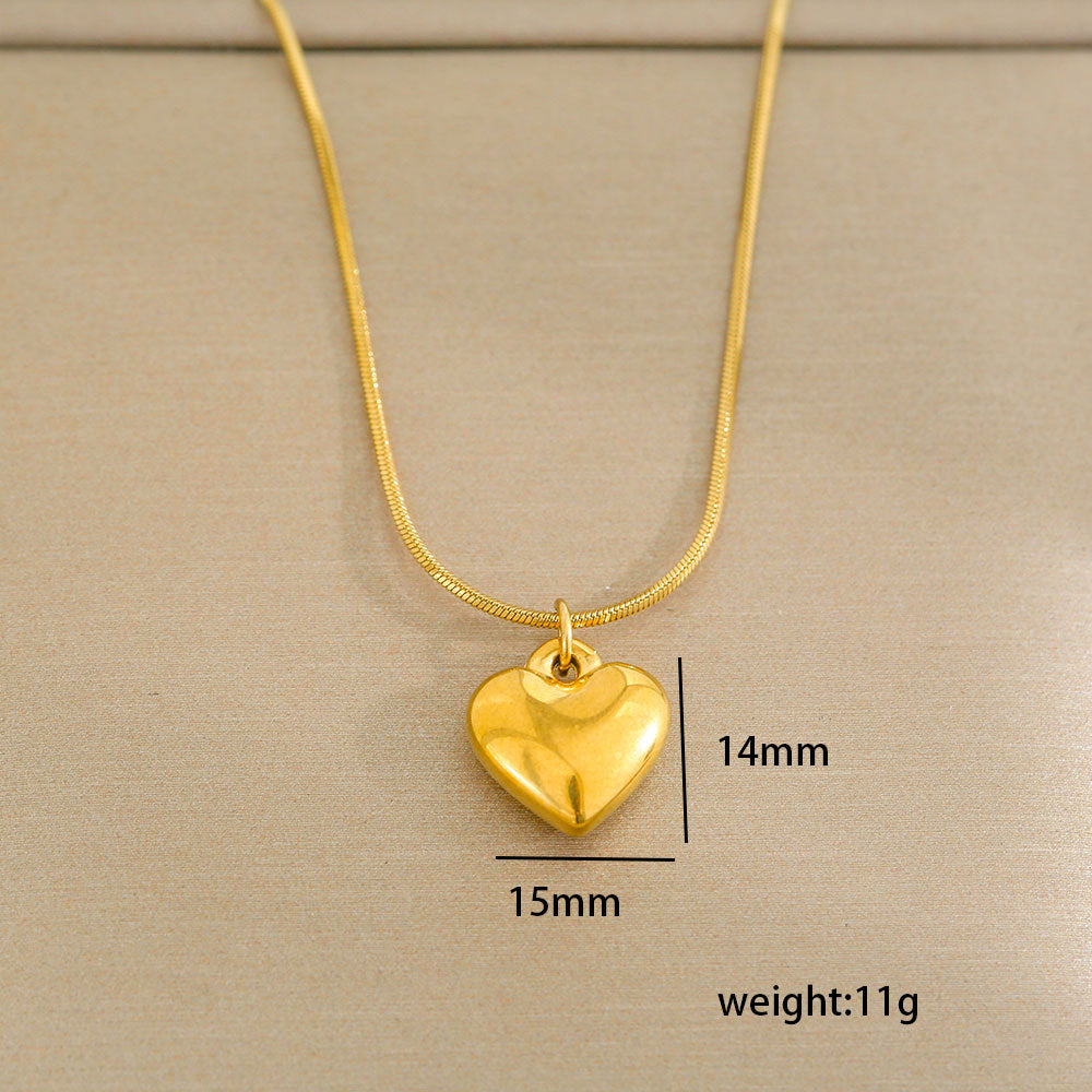 Collar minimalista de acero de titanio con forma de corazón, chapado en oro, perla y cadena ajustable para mujer