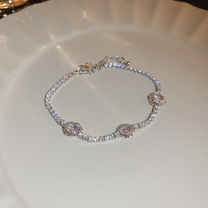 Luxury Elegant Geometric Alloy Plated Bracelet with Cubic Zirconia for Women
