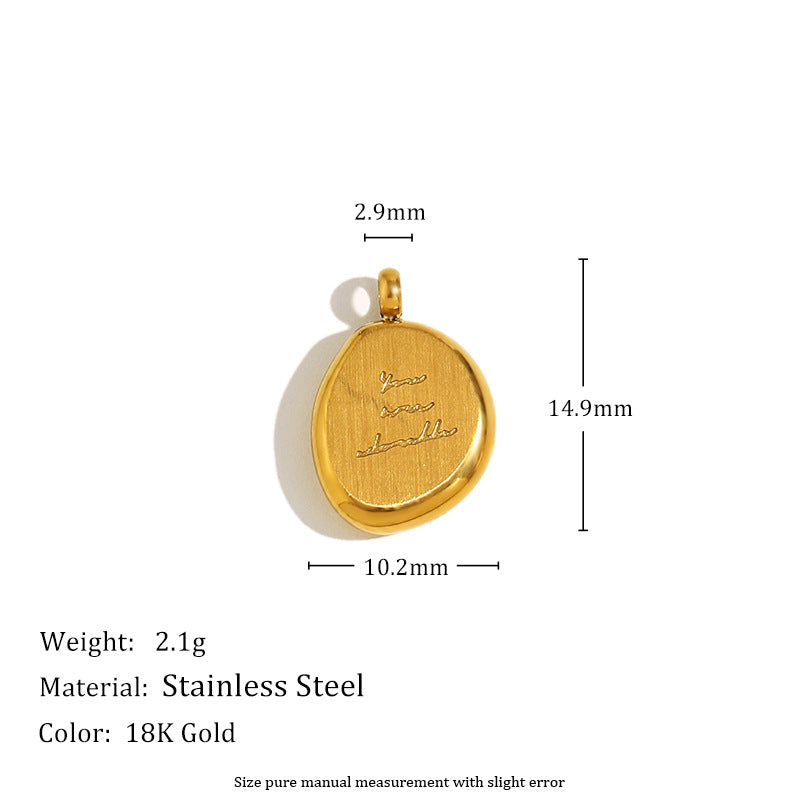 18K Gold Plated Drip Oil Heart Teardrop Floral Stainless Steel Charm Bar