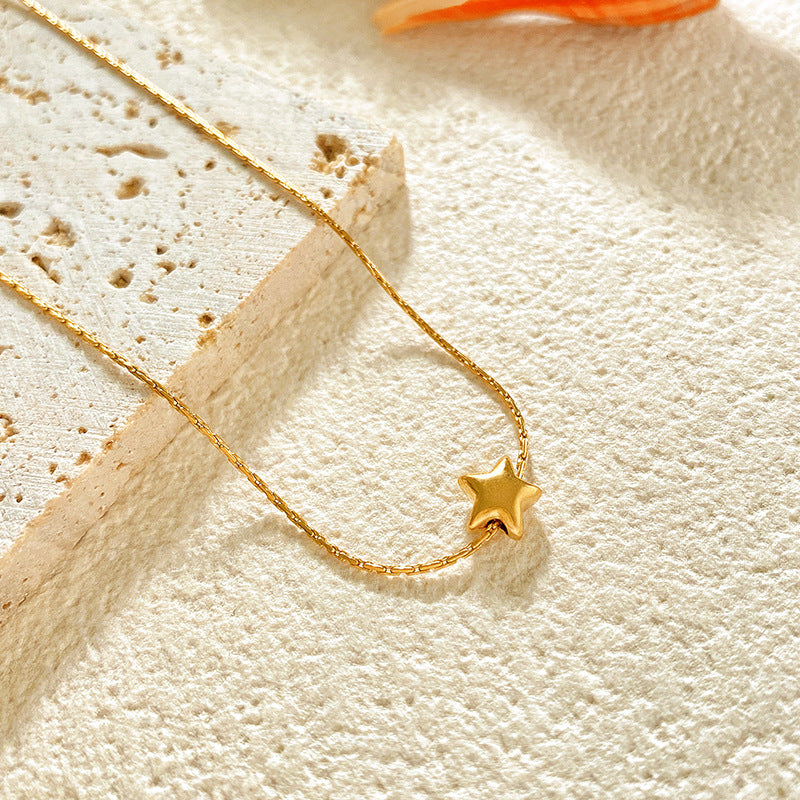 Minimalist Luxury Star and Floral Titanium Steel Plated Necklace for Unisex