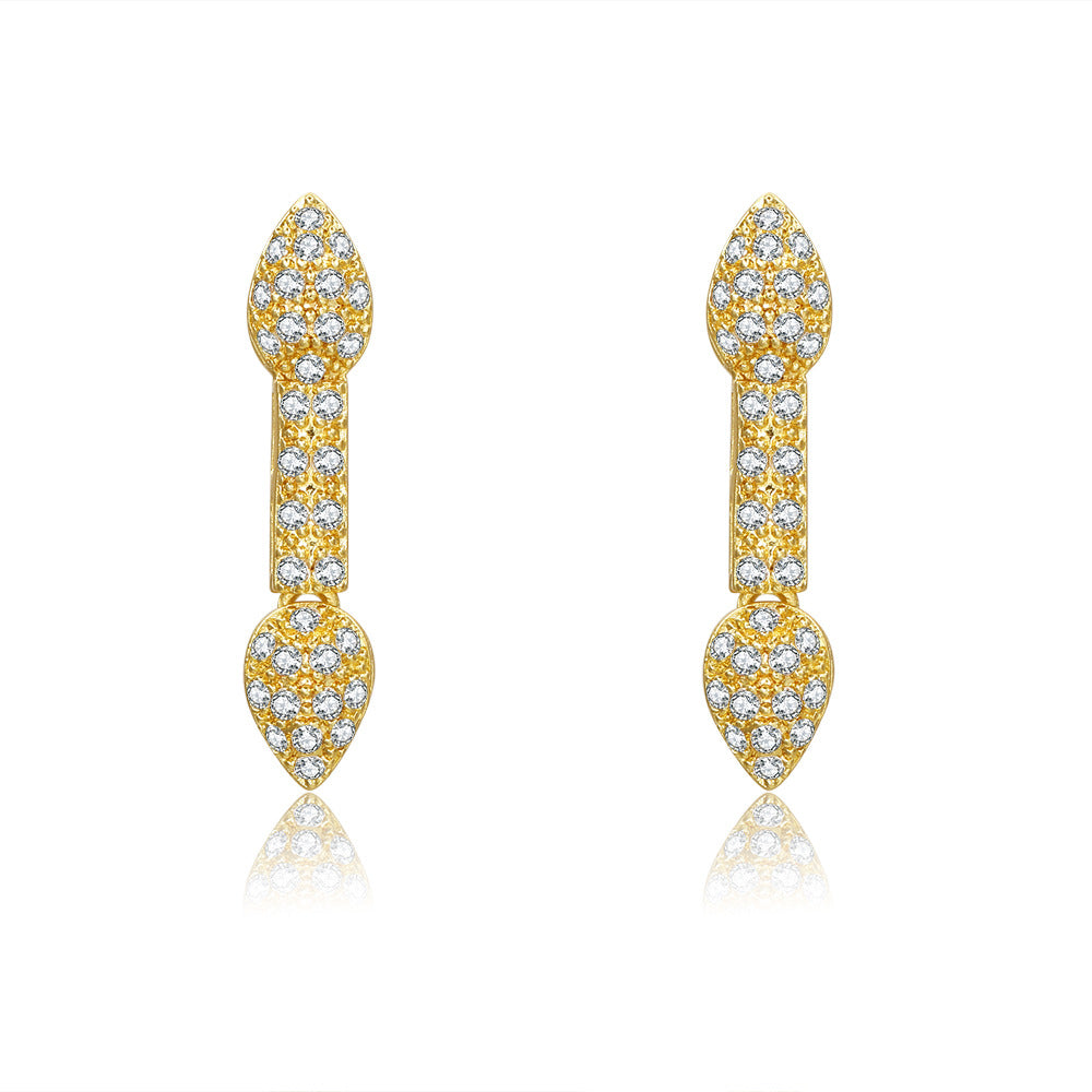 Vintage Gold Plated Brass Teardrop Floral Earrings with Cubic Zirconia