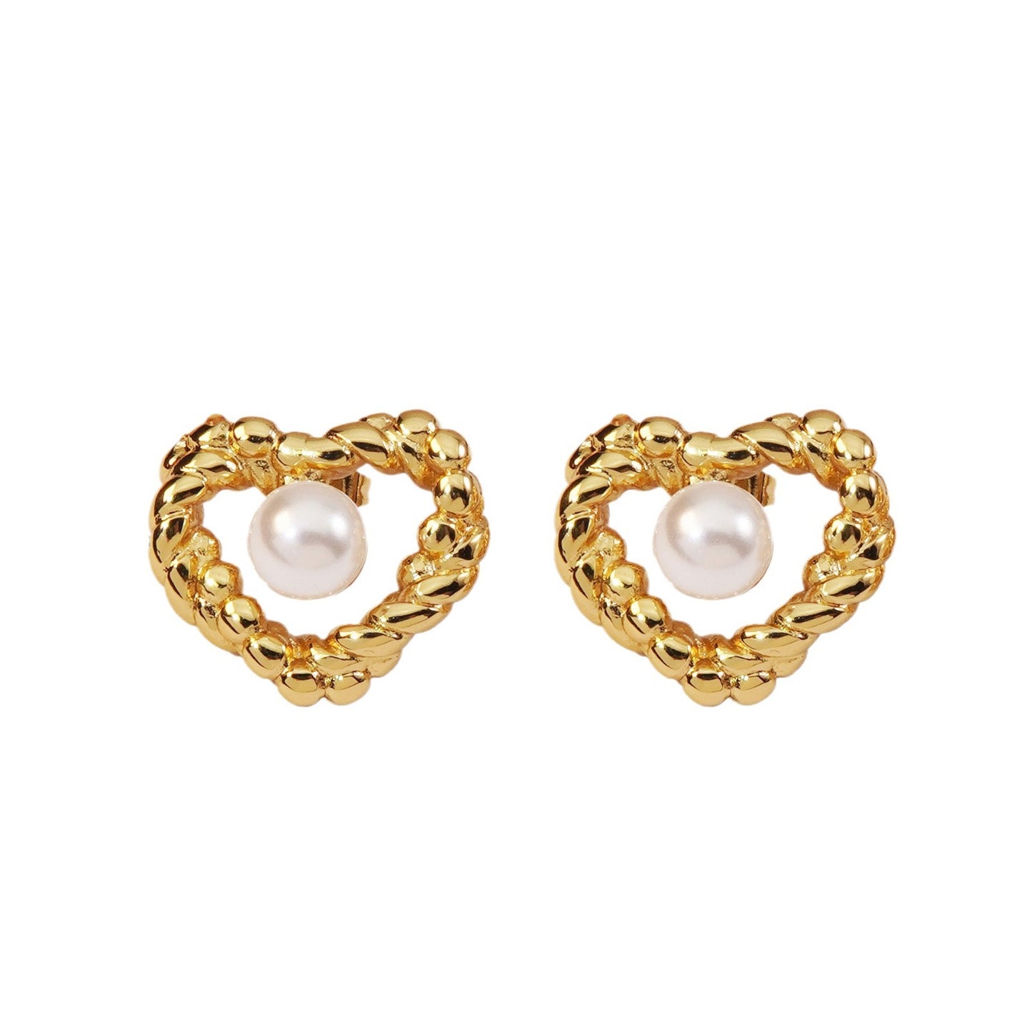 Sweet Heart Hollow Plated Stainless Steel Earrings for Women