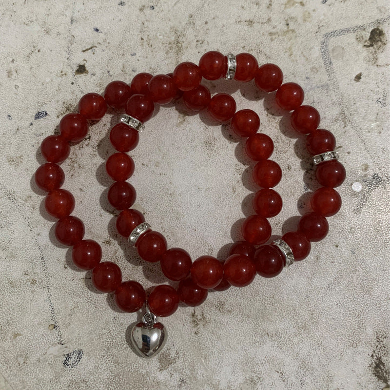 Unisex Geometric Alloy Bracelet Set with Tiger Eye, Green Aventurine and Red Agate Beads