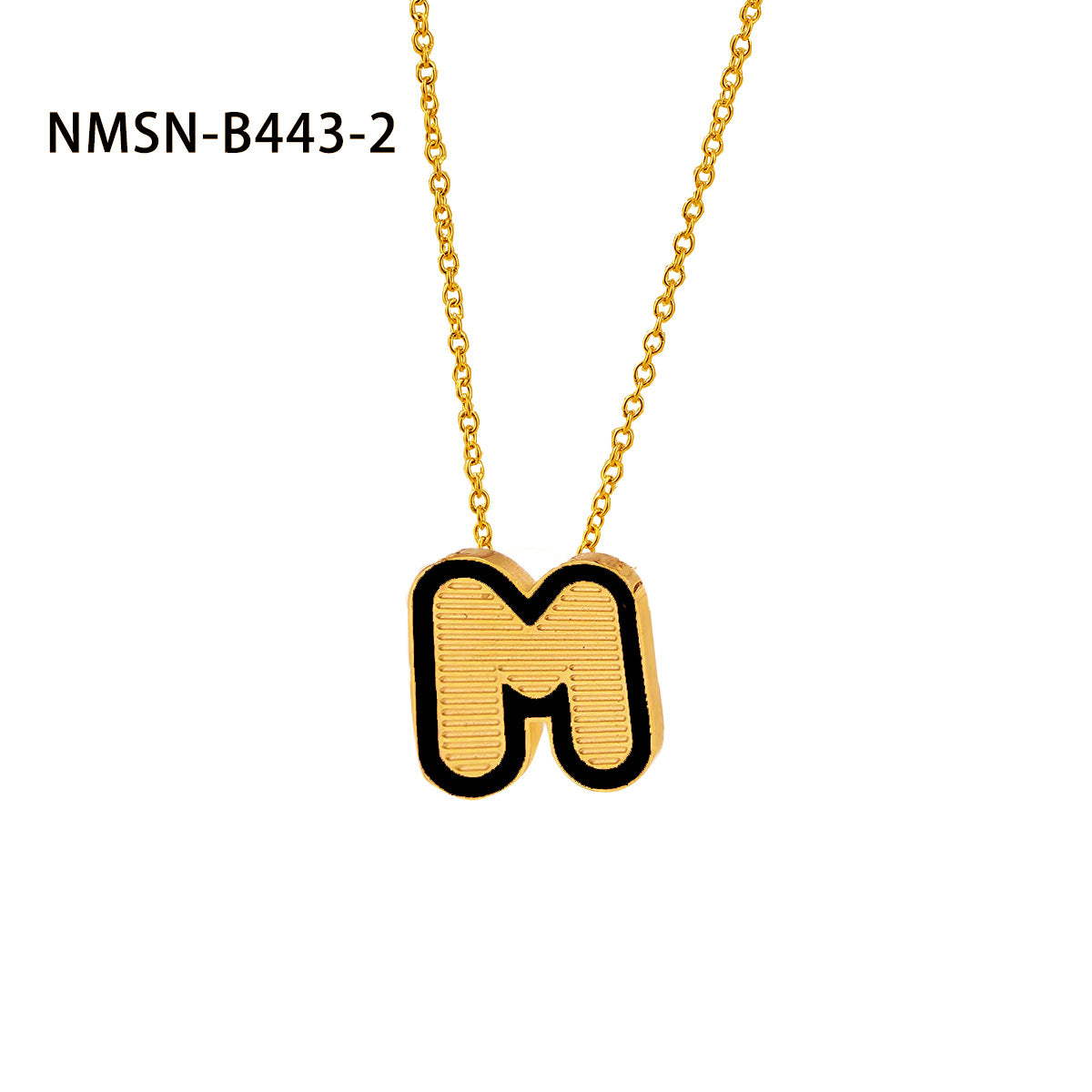 Collana con pendente a forma di lettera minimalista in acciaio inossidabile placcato oro 18 carati e dettagli in smalto da donna