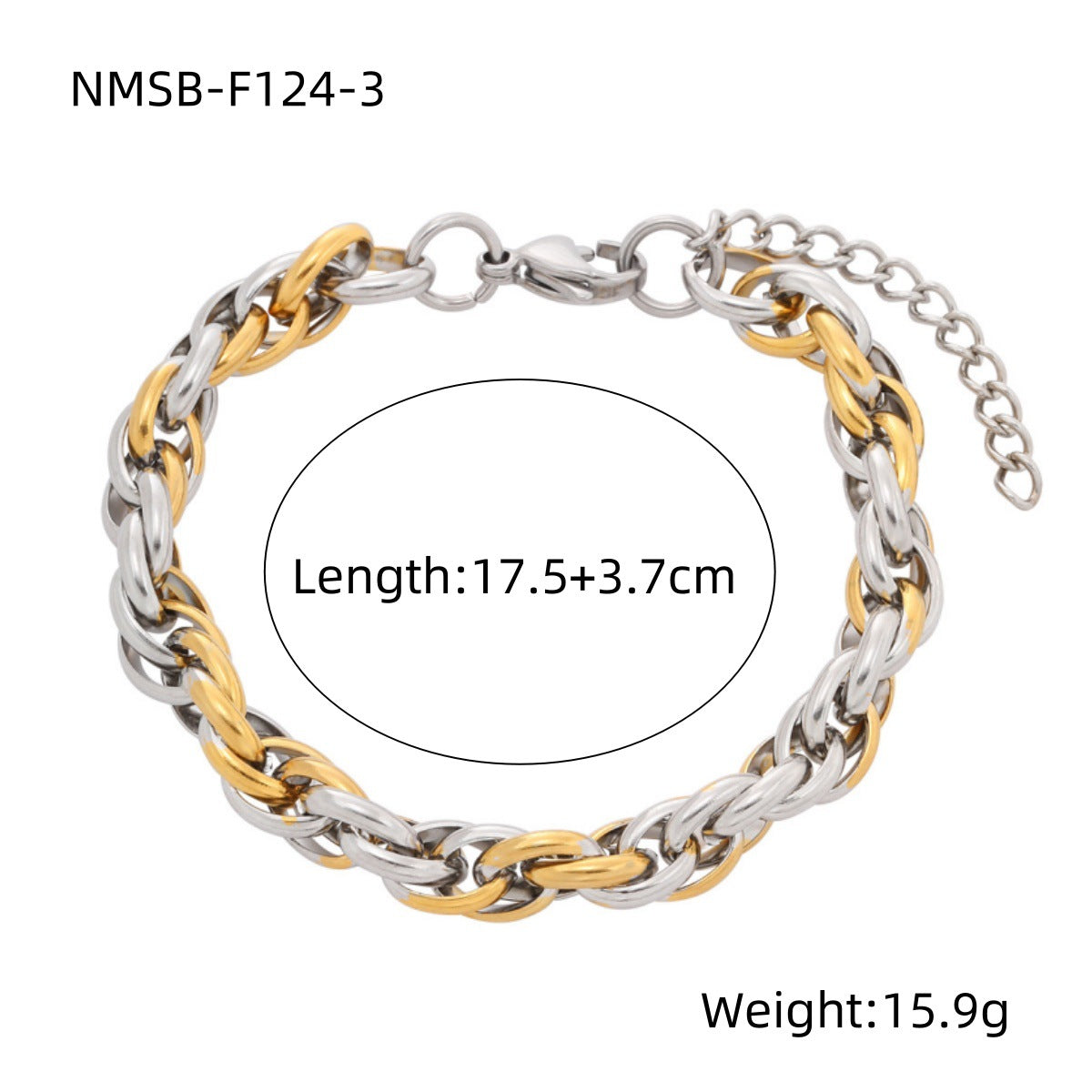Fashionable Geometric Stainless Steel Bracelet with 18K Gold Plating for Women