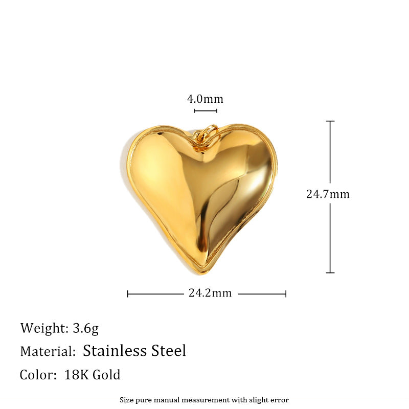 18K Gold Plated Stainless Steel Heart Charm Bar for Women