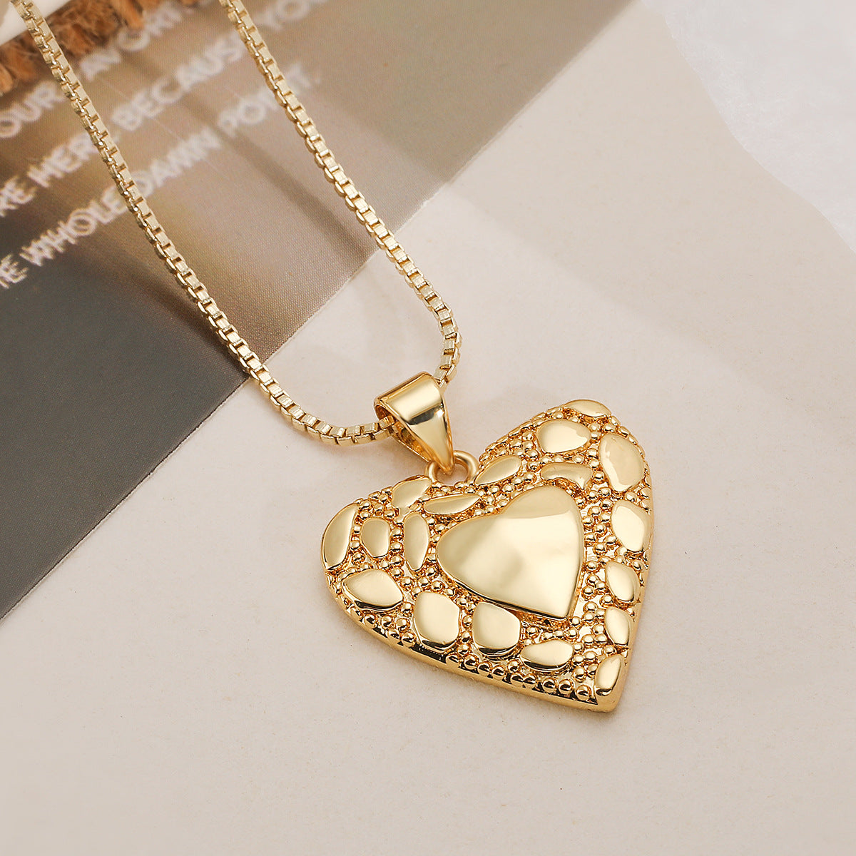 Minimalist Luxury Gold Plated Brass Cross Heart Pendant Necklace for Women