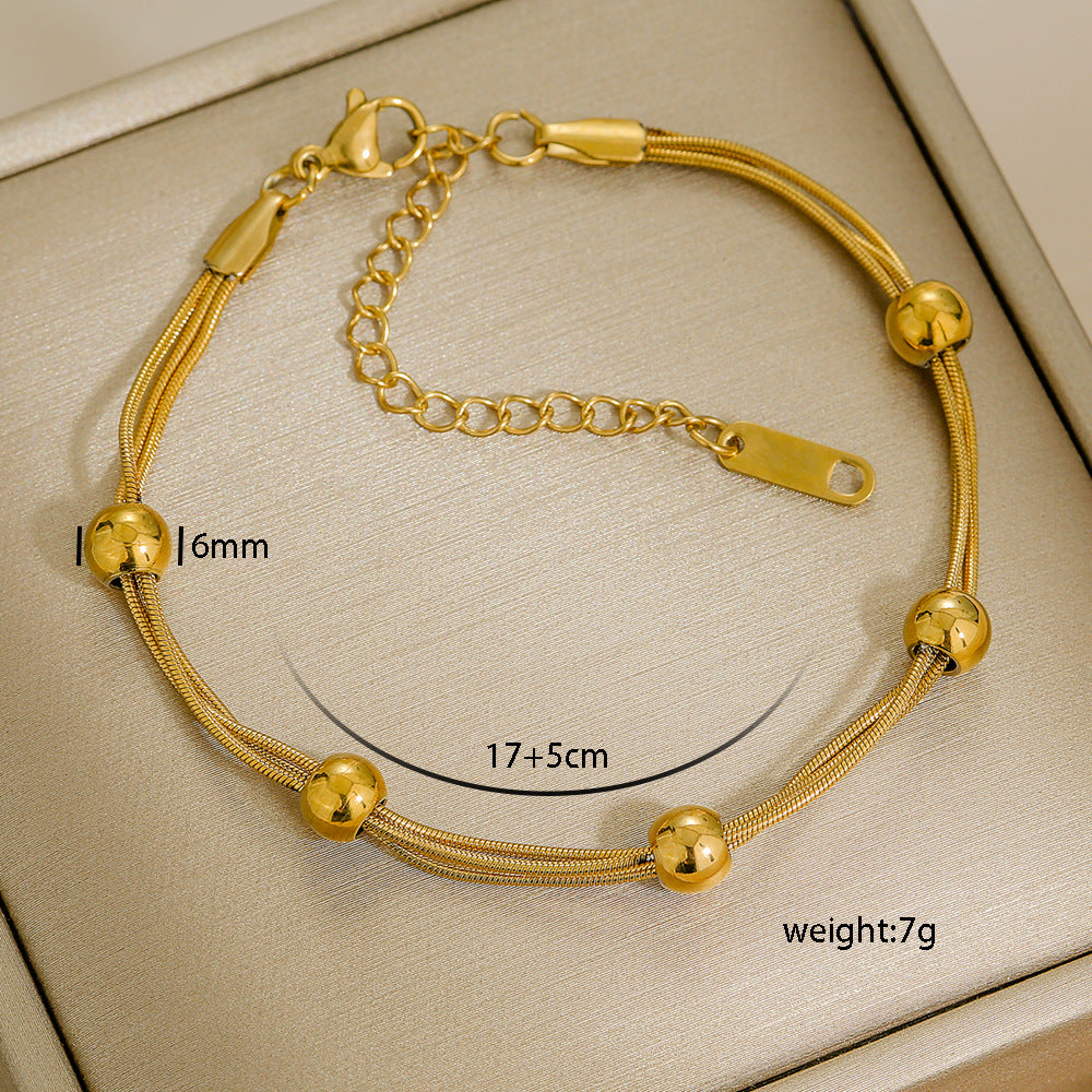Bracciale Minimalista in Acciaio al Titanio da Donna con Placcatura in Oro 18K, Design a Catena Semplice, Set di Gioielli Versatili per Tutti i Giorni