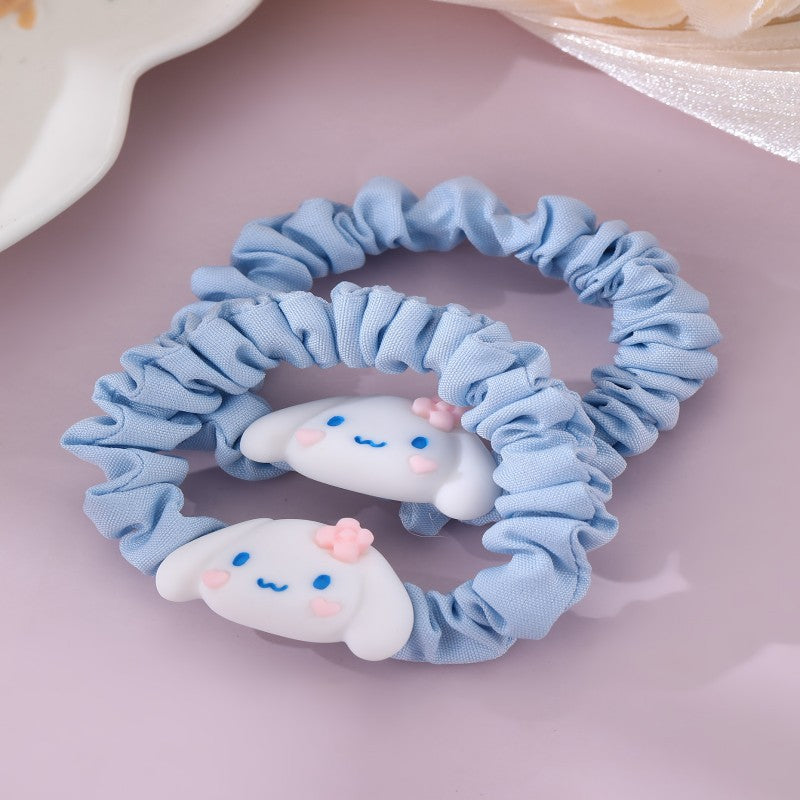 Cartoon Character Hair Tie for Kids with Knitted Fabric Construction in Pastel Macaron Color Palette, Princess-Themed Elastic Headband for Girls Aged 3 to 10 Years