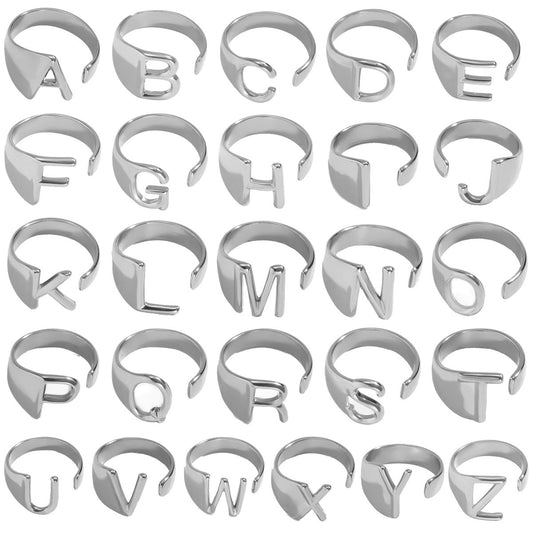 Anello aperto da donna minimalista con lettera geometrica, fascia in lega con finitura placcata