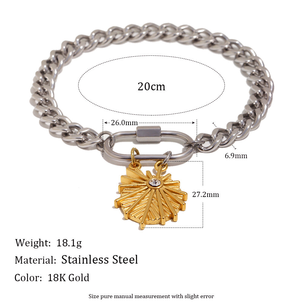 Elegant Geometric 18K Gold Plated Stainless Steel Starlight Pendant Bracelet for Women