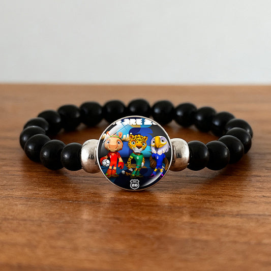 Pulsera de cuentas de cristal geométrico unisex negra