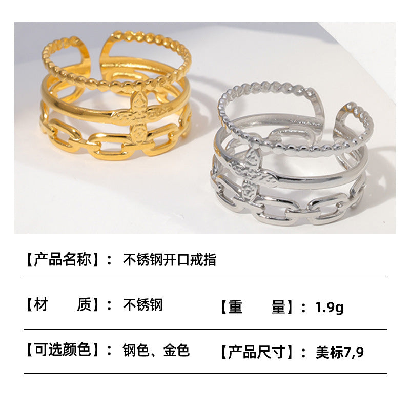 Geometric Chain Plated Stainless Steel Ring