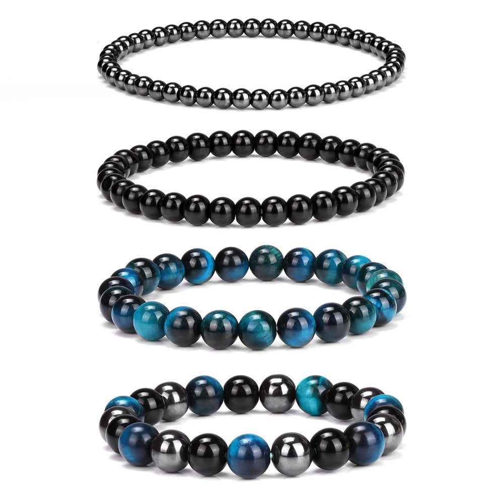 Geometric Natural Stone Beaded Bracelet Set Unisex Handmade Jewelry