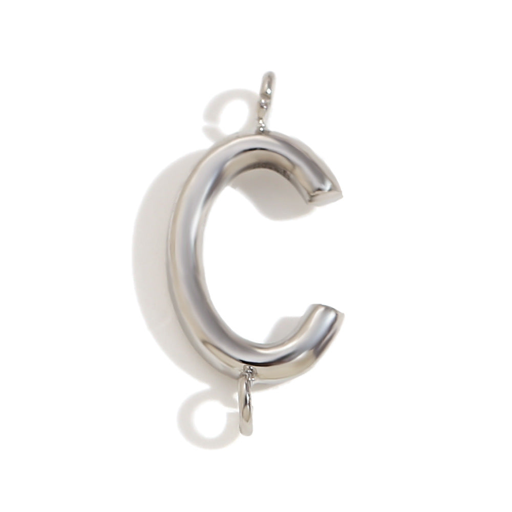 Minimalist 18K Gold Plated Stainless Steel Letter Charm Bar