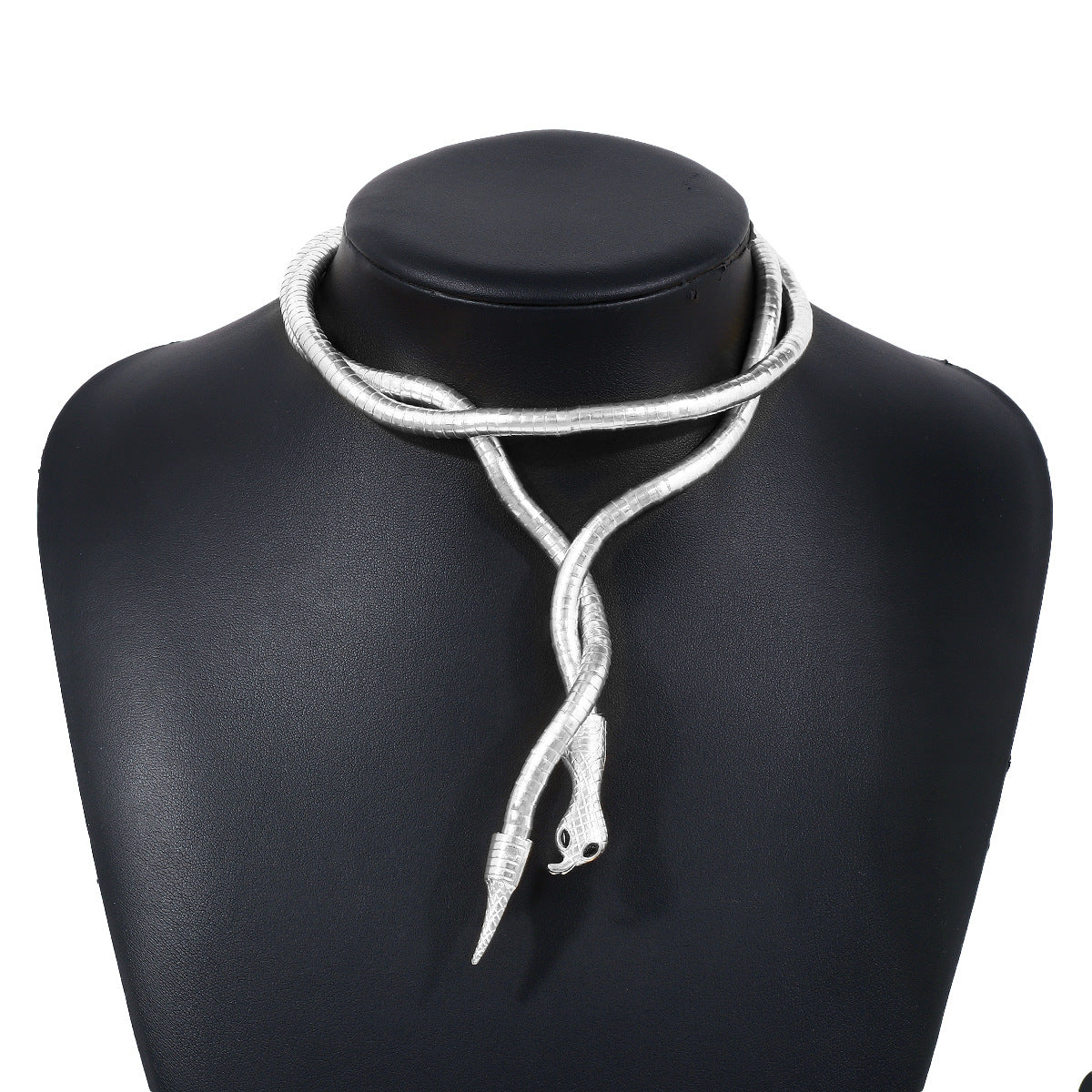 Gargantilla ajustable con diseño minimalista atrevido en forma de serpiente de hierro con acabado galvanizado para mujeres y hombres