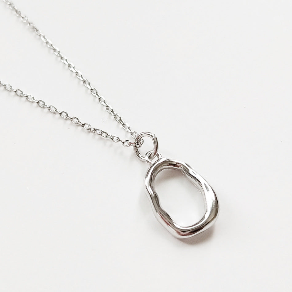 Deliziosa collana irregolare geometrica in argento sterling 925 placcato oro bianco