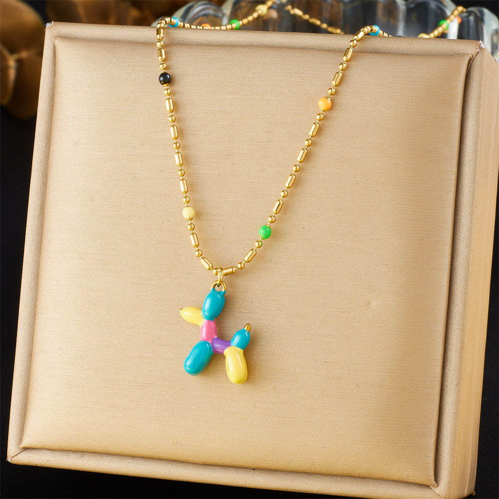 Minimalist Gold Plated Stainless Steel Layered Necklace with Heart Floral and Geometric Pendants