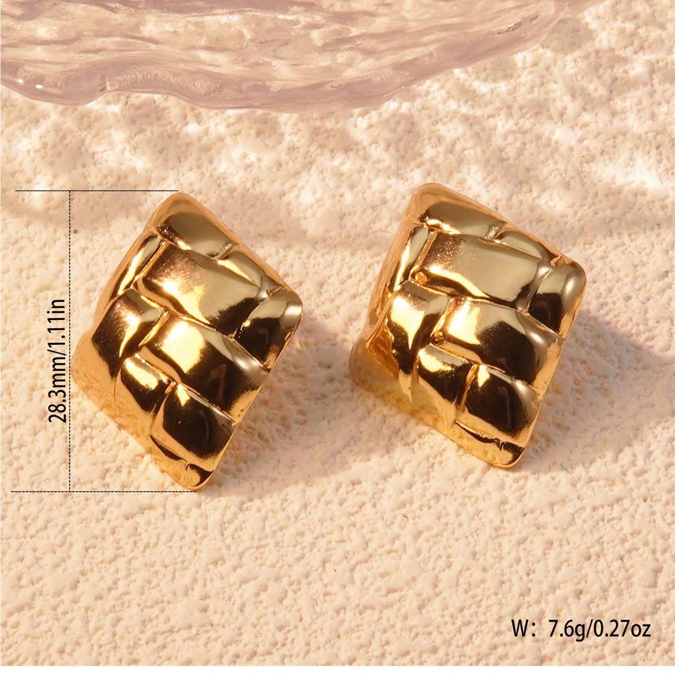 Elegant Gold Plated Stainless Steel Leaf Earrings for Women