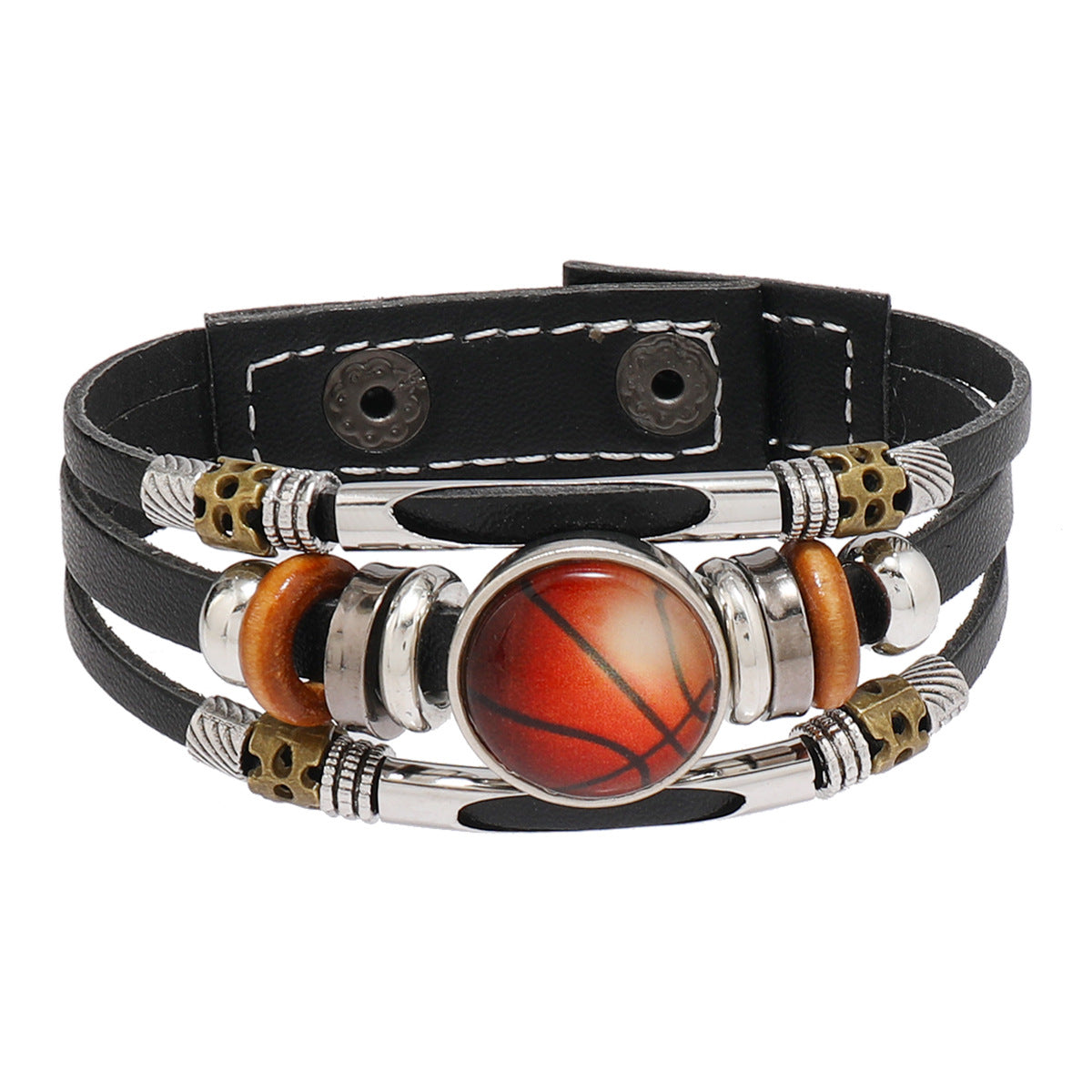 Geometric Leather Bracelet Unisex Sports Fan Gift