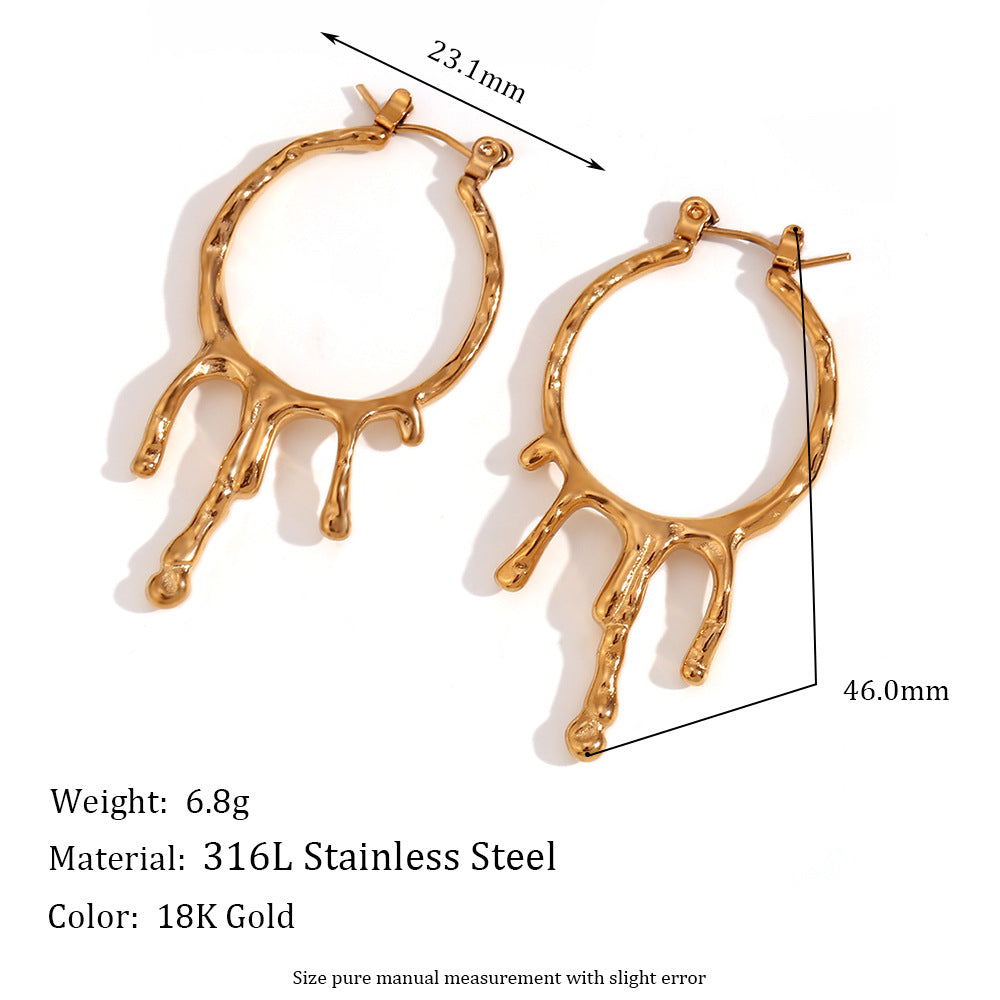 Orecchini a perno geometrici da donna in acciaio inossidabile placcati oro 18K in stile vintage