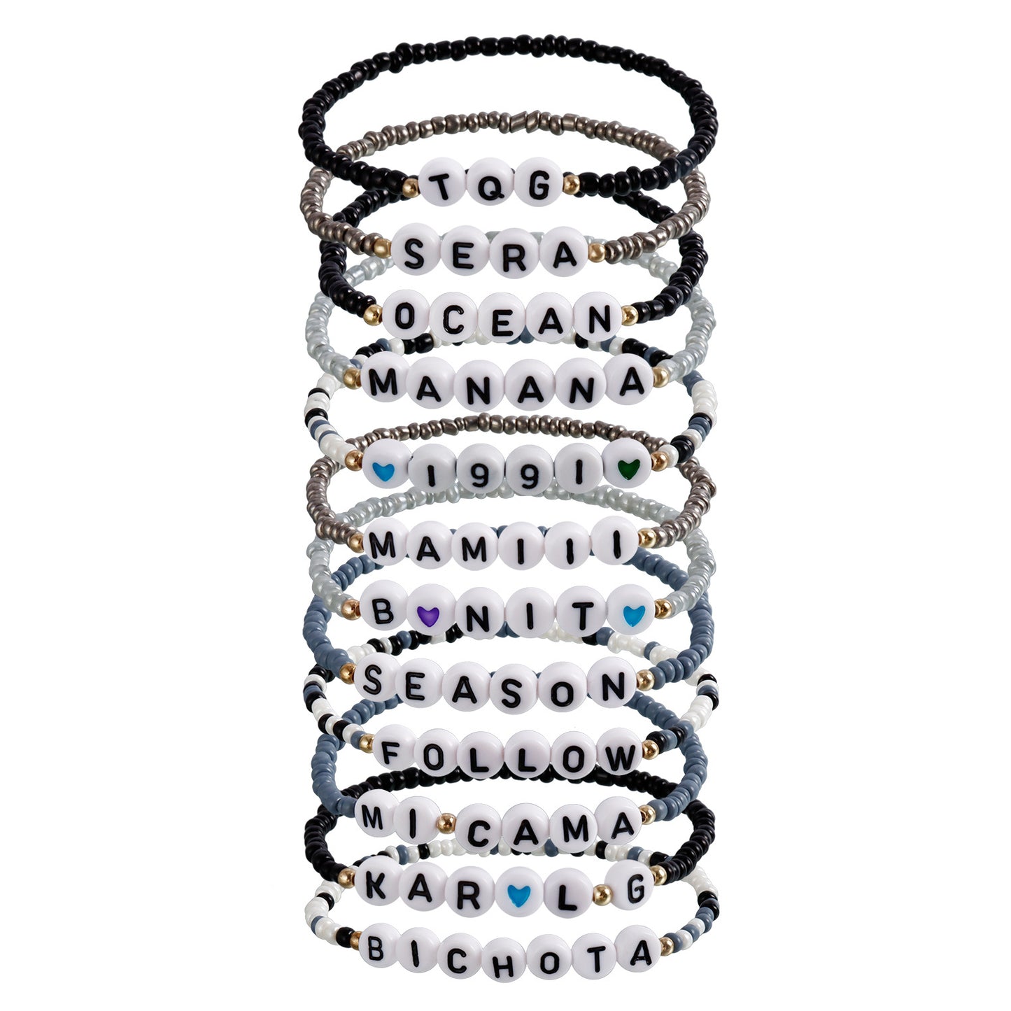 Set di bracciali con ciondoli a lettera in cristallo placcato, stile geometrico, per uomo e donna