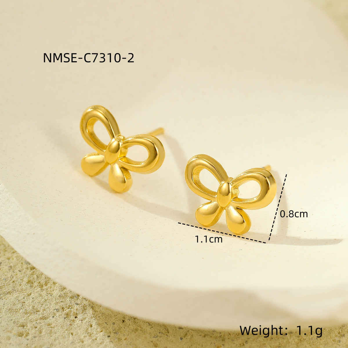 Set di orecchini a lobo minimalisti in acciaio inossidabile con fiocco e stella, con intarsio in strass, da donna