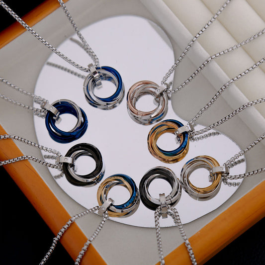 Collar Minimalista de Acero de Titanio Geométrico con Acabado Pulido para Hombre y Mujer con Colgante de Cadena O