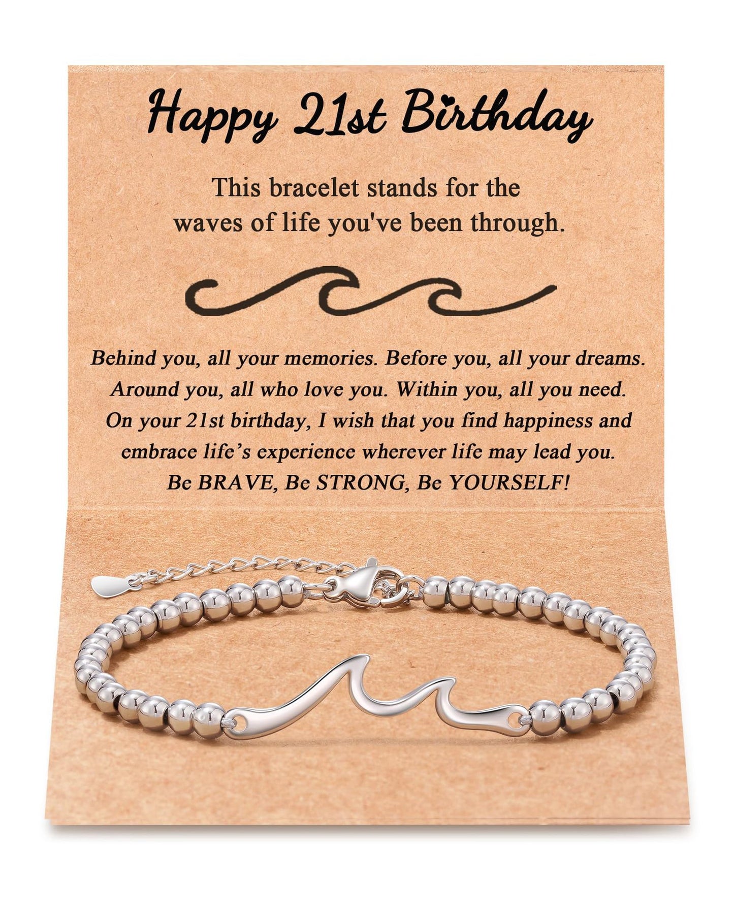 Personalized Wave Pattern Stainless Steel Bracelet Unisex Handmade Chain Bangle