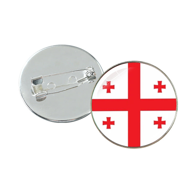 Minimalist Geometric Alloy Plated Brooch with Cabochon Gemstone Unisex Pin Badge