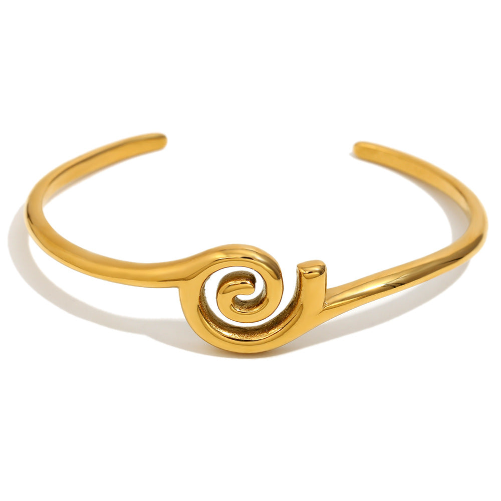 Bracciale alla moda con cerchi aperti placcati in oro 18K in acciaio inossidabile geometrico rotondo minimalista