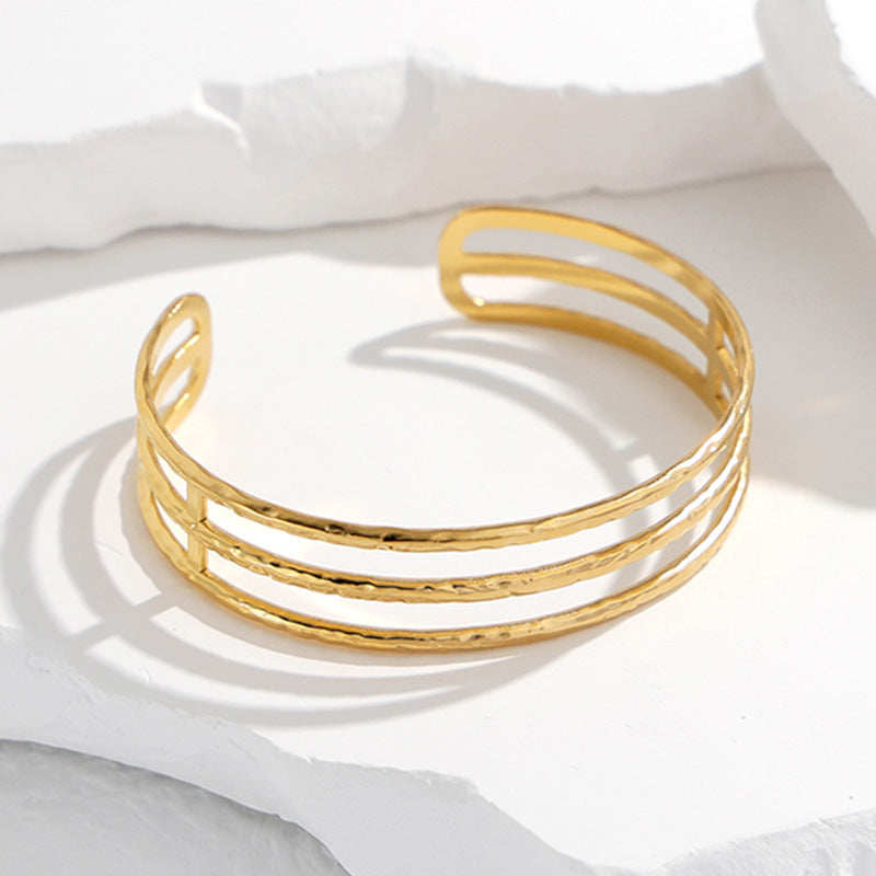 Bracciale Minimalista Geometrico in Acciaio Inossidabile con Finitura Placcata da Donna
