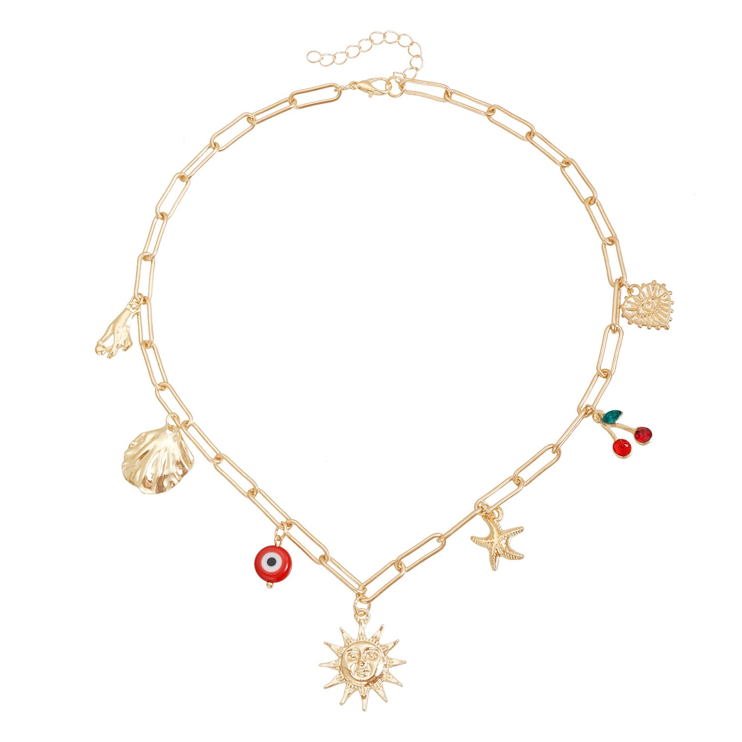 Collar con colgante de estrella de mar vintage bohemio de aleación con acabado chapado para mujer