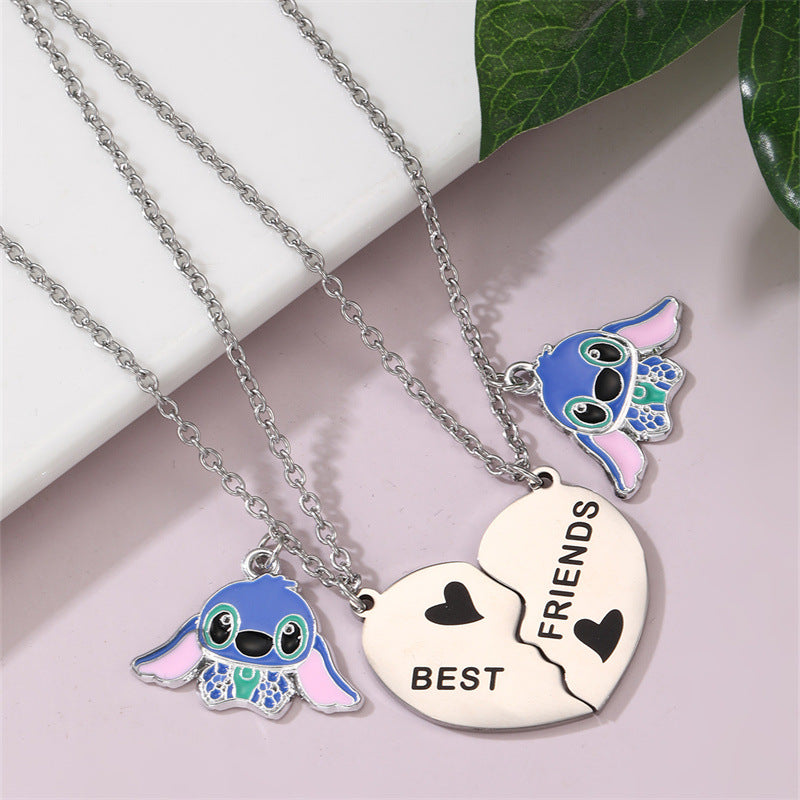 Collar minimalista de aleación con lazo y colgante de resina para niños, acabado esmaltado, cadena de cuentas redondas