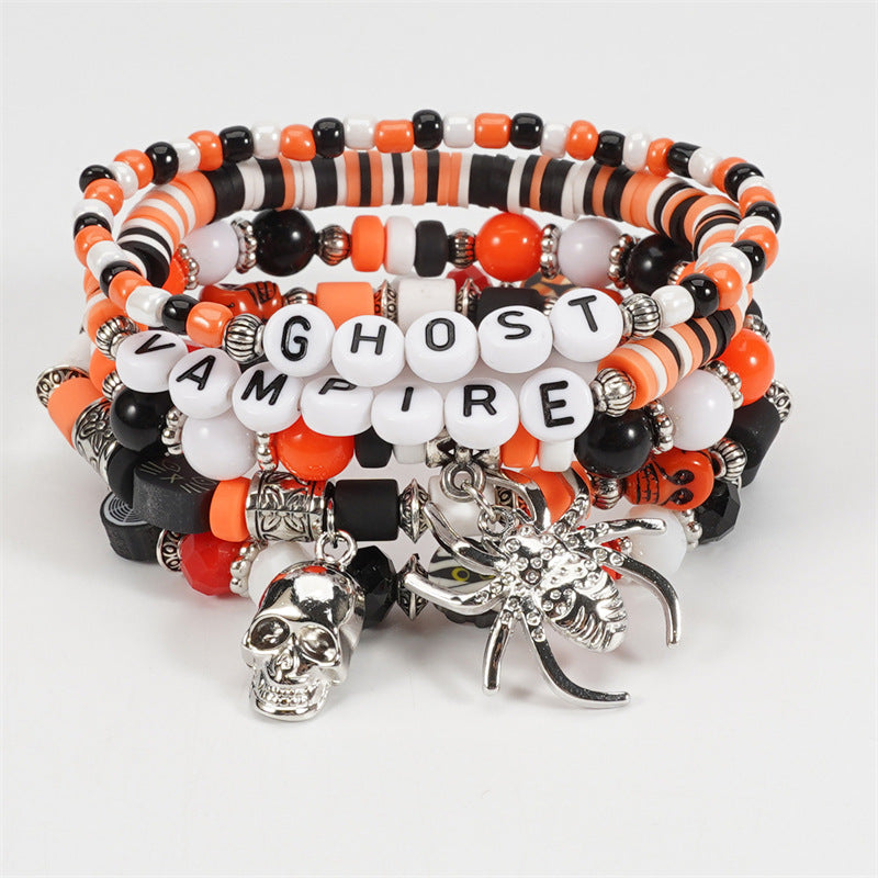 Juego de pulseras de cuentas con letras unisex casuales con colgante, pulsera de moda electrochapada de aleación para recuerdo de viaje