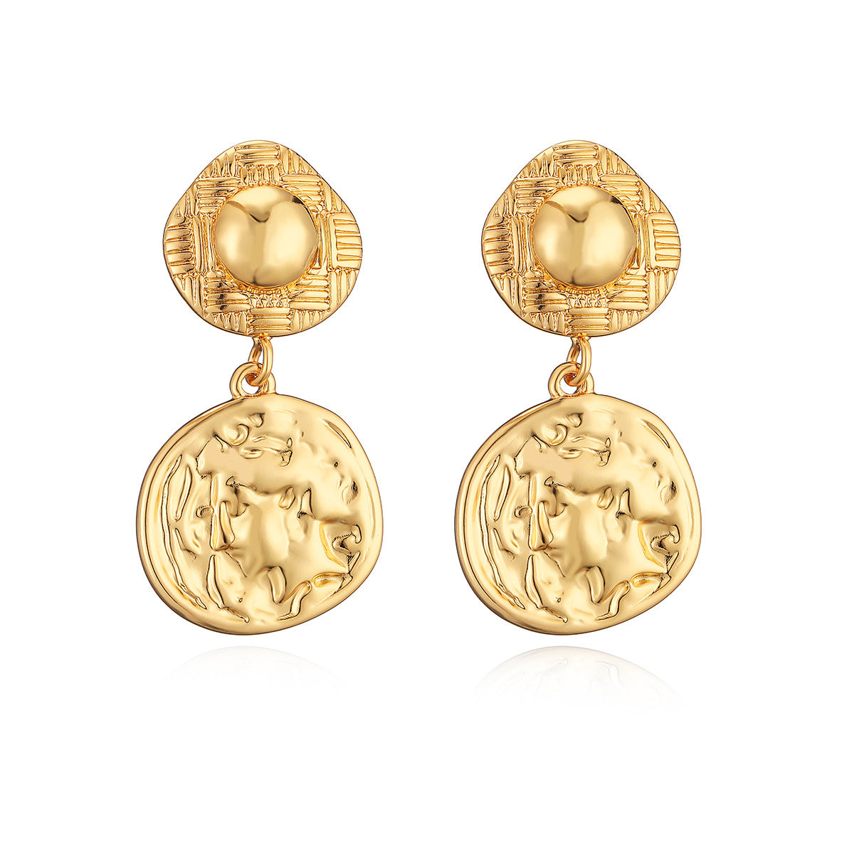Vintage Geometric Copper Earrings with Real Gold Plating for Women Minimalist Irregular Shape Fashion Ear Jewelry