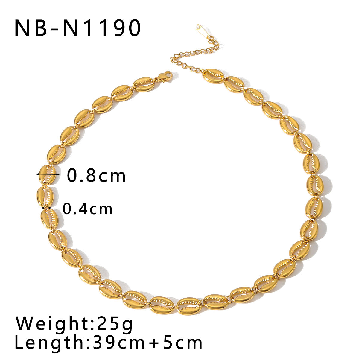 Minimalist Shell-Shaped Pendant Necklace and Bracelet Set in Stainless Steel with 18K Gold Plating for Women