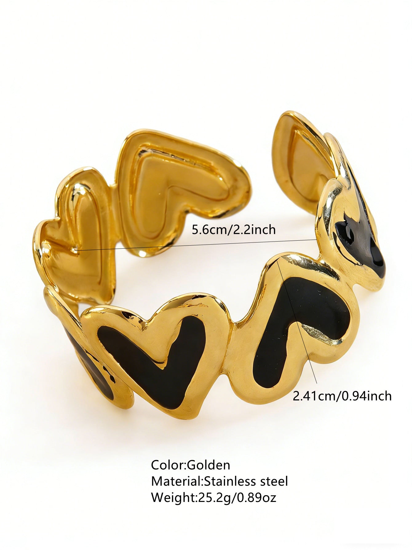 Elegante Pulsera Abierta de Lujo Floral con Esmalte de Aceite de Acero Inoxidable y Titanio con Cereza