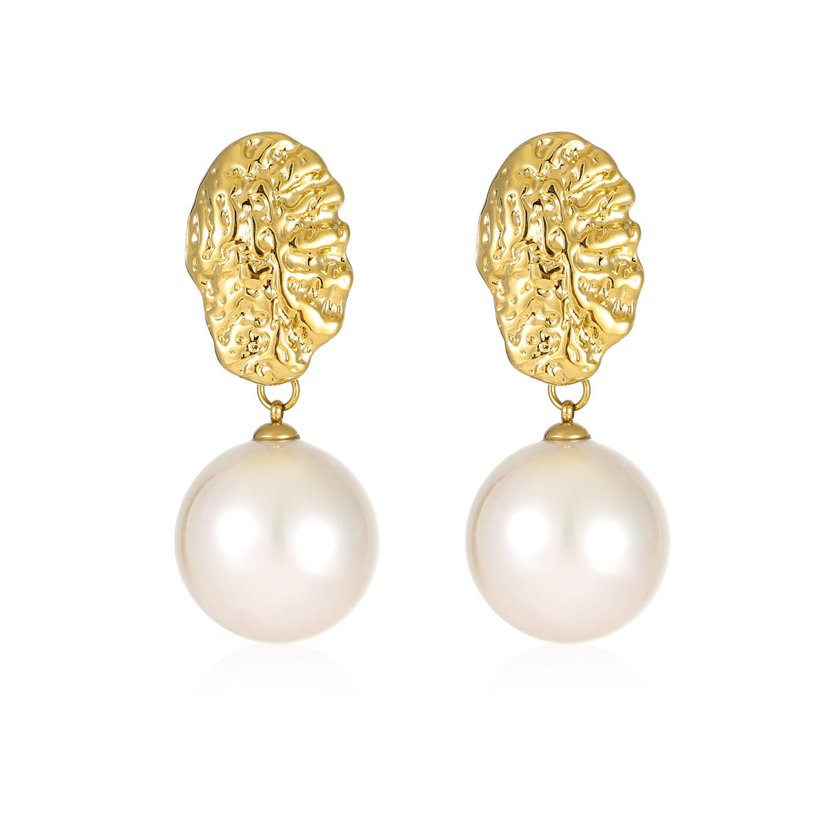 Orecchini a perno da donna in acciaio inossidabile con perle, stile geometrico e finitura placcata, ispirati al vintage