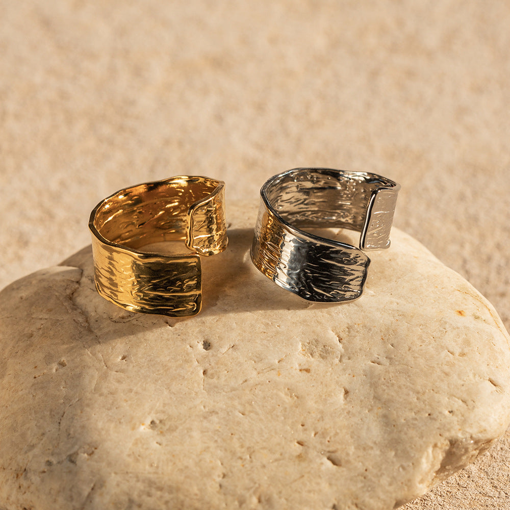 Anello Regolabile in Acciaio Inossidabile con Placcatura in Oro 18K, Forma Geometrica, Gioielli alla Moda per Donne