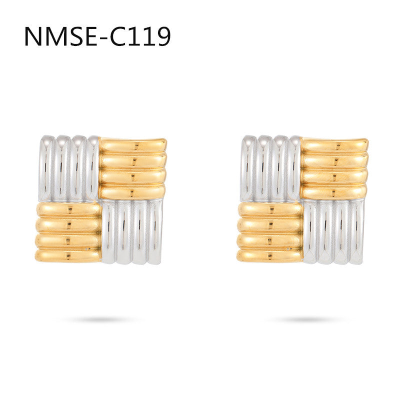 Orecchini Minimalisti Quadrati in Acciaio al Titanio Placcati Oro 18K da Donna