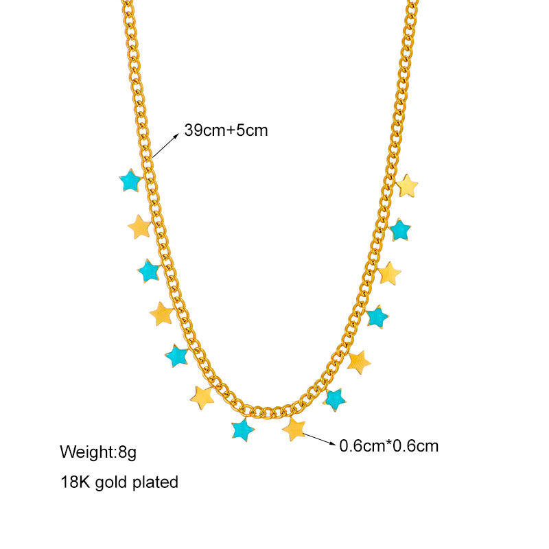 Collar de Moda de Inspiración Vintage para Mujer con Diseño de Capas Irregulares, Cadena de Serpiente de Acero de Titanio con Motivos de Luna y Estrella