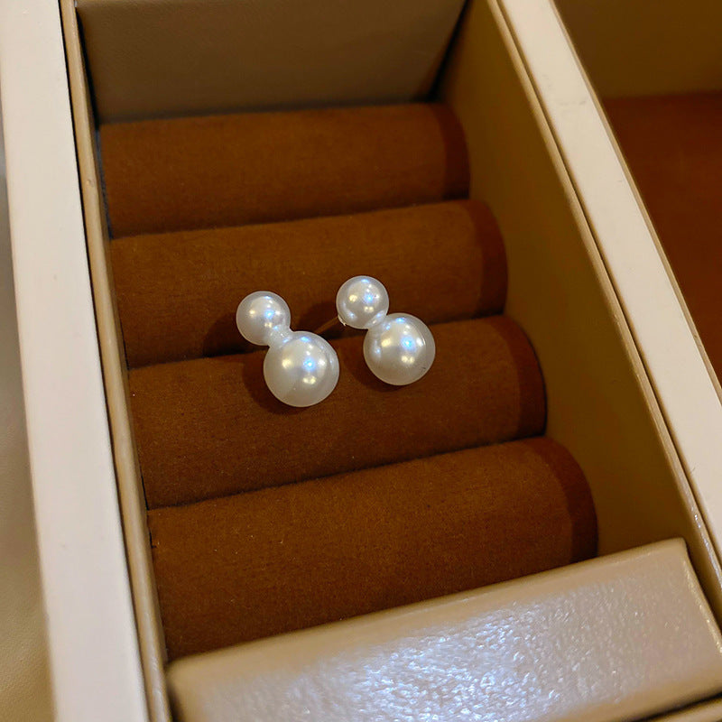 Chic Vintage Pearl Stud Earrings with Floral Bow Leaf Diamond Drop Geometric and Animal Motifs in Steel Posts