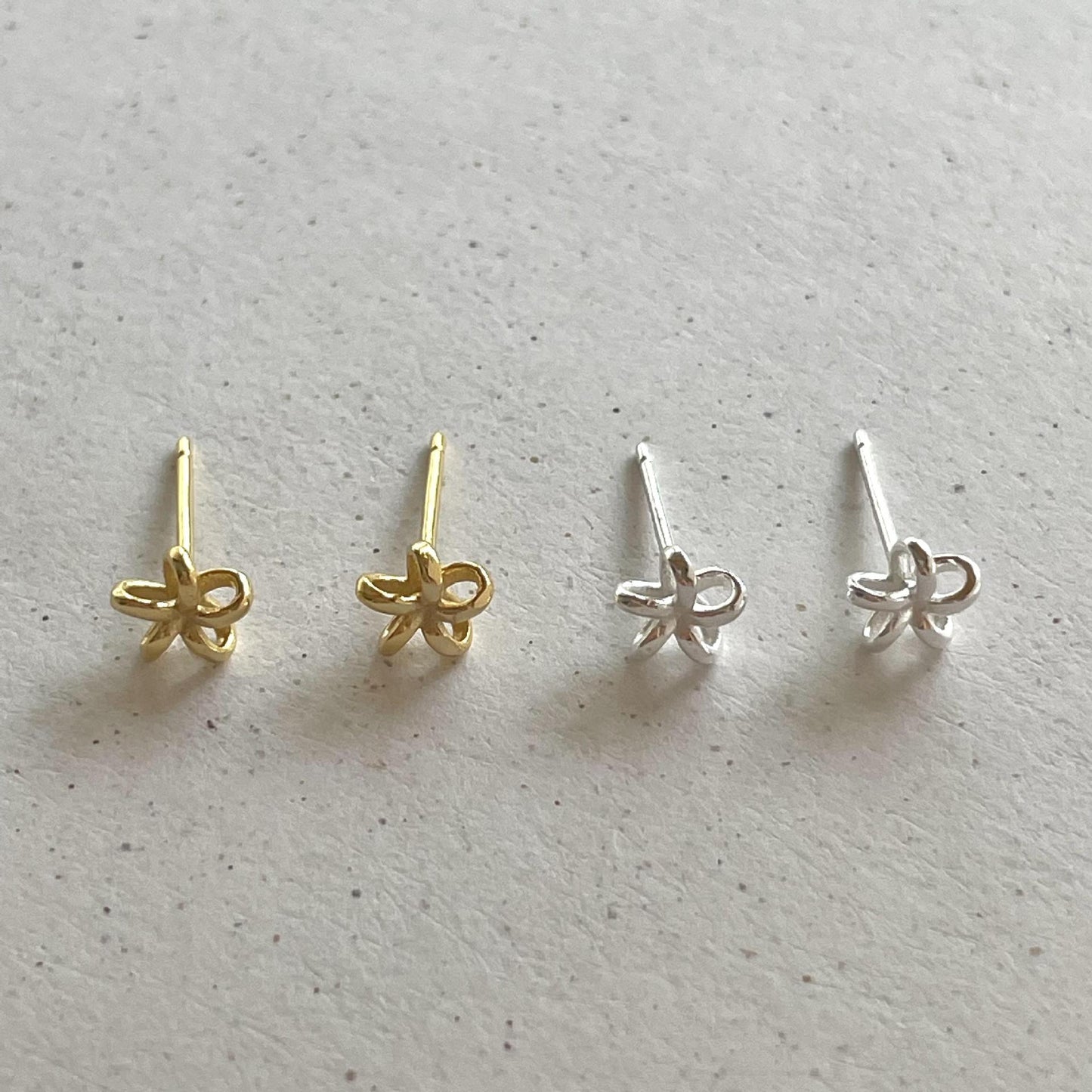 Minimalist Floral Silver Stud Earrings in 925 Sterling Silver with Plated Finish