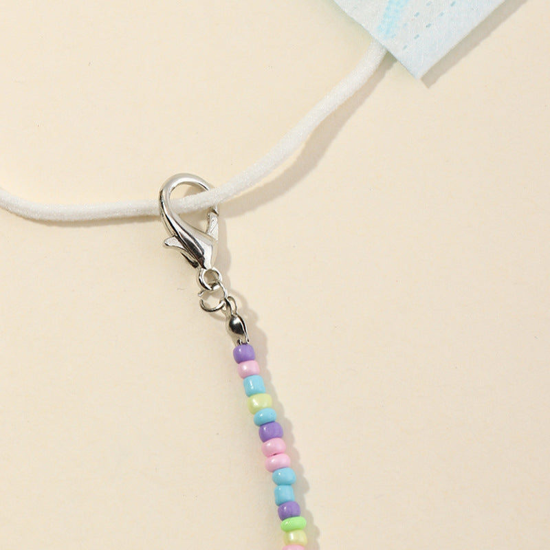 Collar con correa de cuentas de vidrio de colores mezclados creativos para máscaras y gafas infantiles, collar unisex