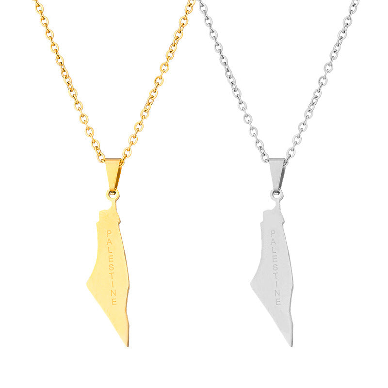 Collar con colgante de letra geométrica para mujer y hombre en acero inoxidable con dije de acero de titanio y acabado galvanizado