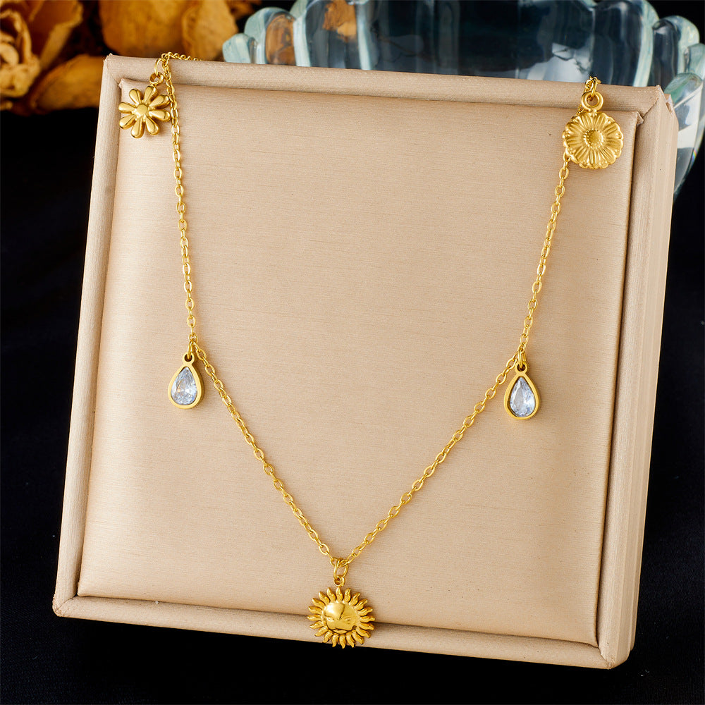 Chic Gold Plated Drip Oil Stainless Steel Starfish Butterfly Necklace