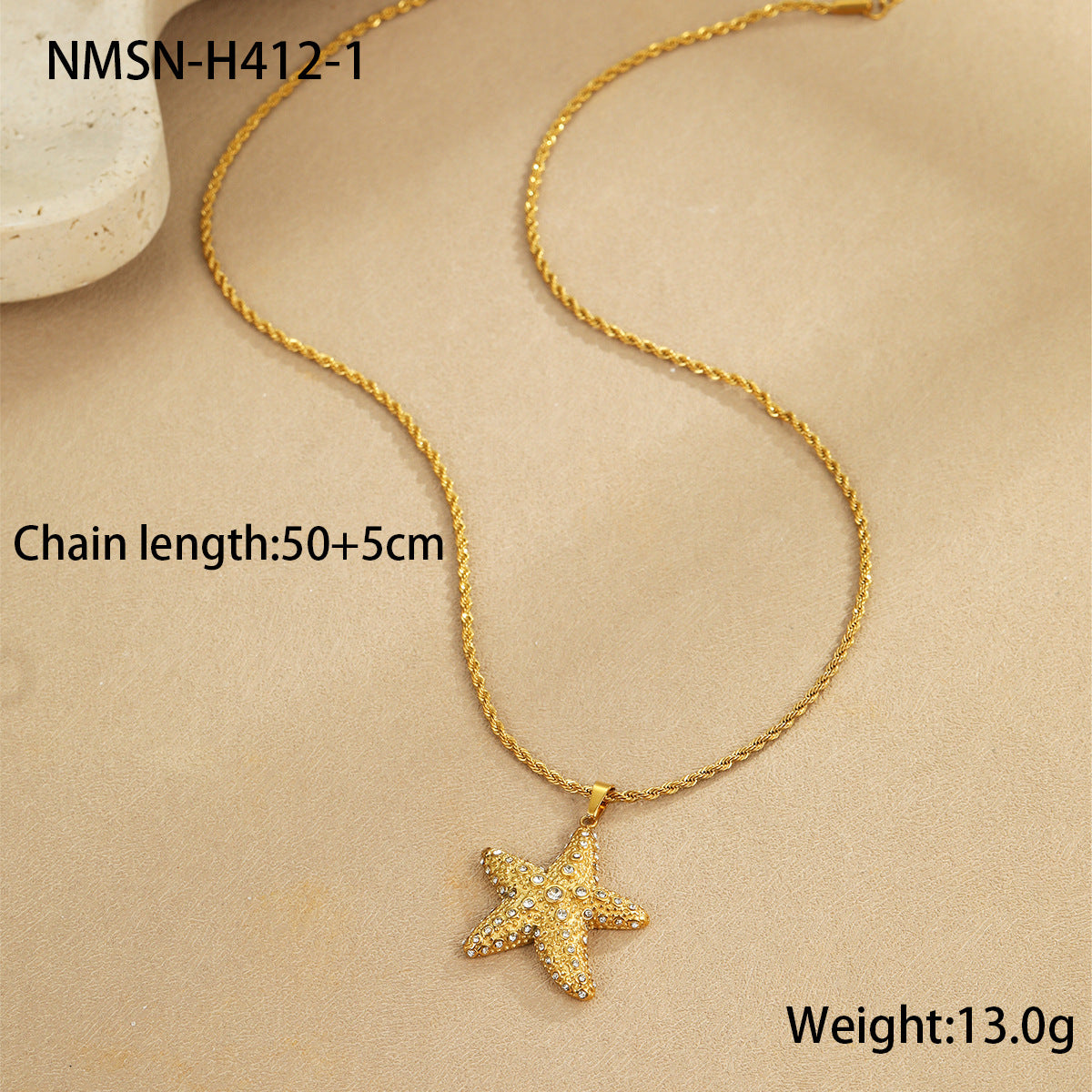 Set di collana, orecchini e anello a forma di cuore in acciaio inossidabile, con stella marina, placcato, gioielli da donna ispirati all'oceano