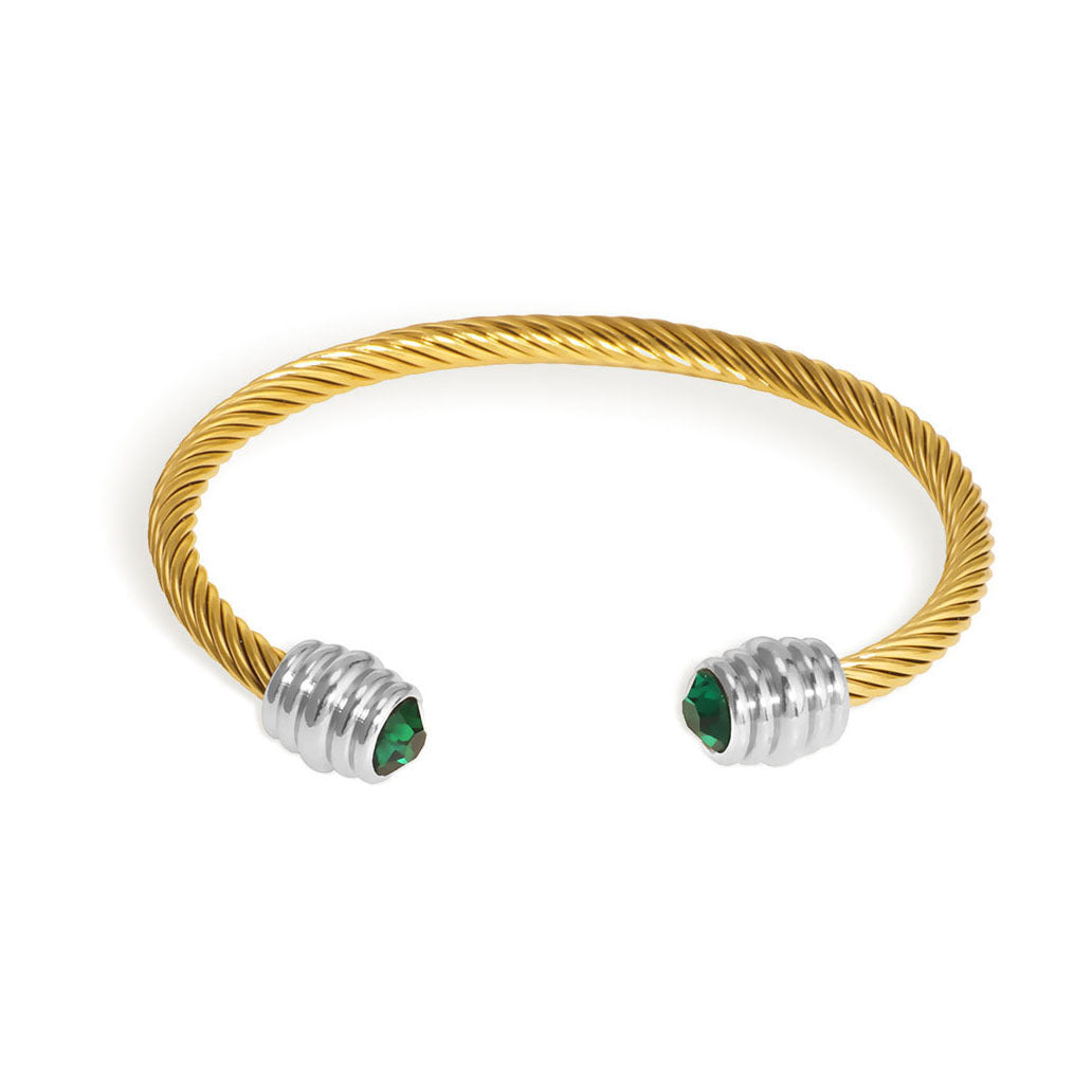 Bracciale minimalista in acciaio al titanio con filo intrecciato, placcato oro, catena a cavo in acciaio inossidabile, design ad anello geometrico